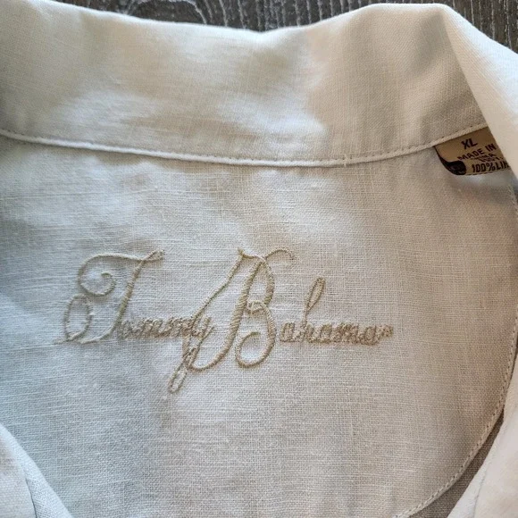 Tommy Bahama‎ Linen Shirt Men XL Embroidered Logo Map Resortwear Cruise Vacation - Picture 3 of 16